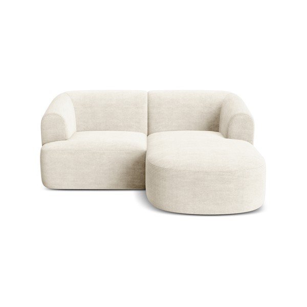 Divano angolare beige (con penisola a destra/con chaise lounge) con rivestimento in velluto a coste Campi – Cosmopolitan Design-image-2