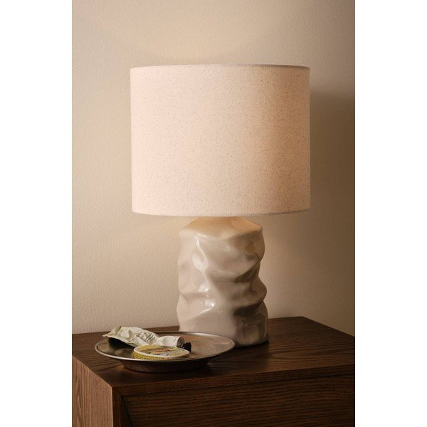 Lampada da tavolo grigia in ceramica (altezza totale 40 cm) Milera – Jotex-image-1
