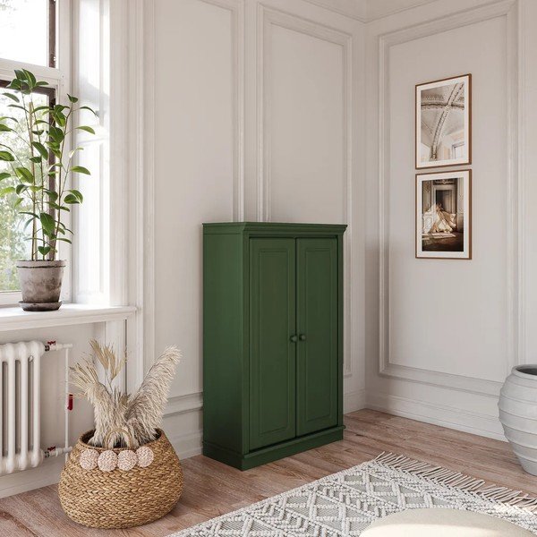 Armadietto verde in pino massiccio 74x118x35 cm Anita – Støraa-image-1