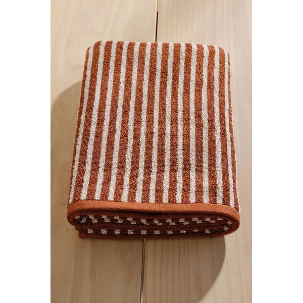 Asciugamano marrone cognac/color crema in cotone 70x140 cm Dixie – Jotex-image-1