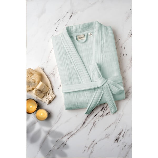 Accappatoio color menta in mussola S/M Kimono – Foutastic-image-2