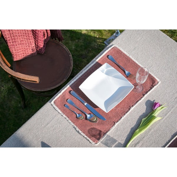 Tovaglia di cotone beige e rosa, 250 x 150 cm - Tiseco Home Studio-image-4