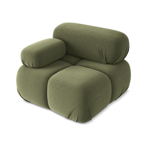 Parte divano componibile verde chiaro (con penisola a sinistra) con rivestimento in velluto Lokua – Makamii-image-2