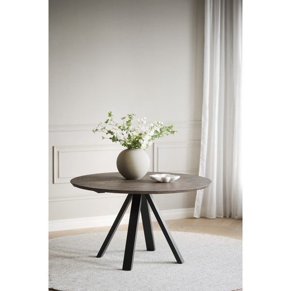 Tavolo da pranzo rotondo marrone scuro con piano in rovere ø 130 cm Carradale - Rowico-image-1