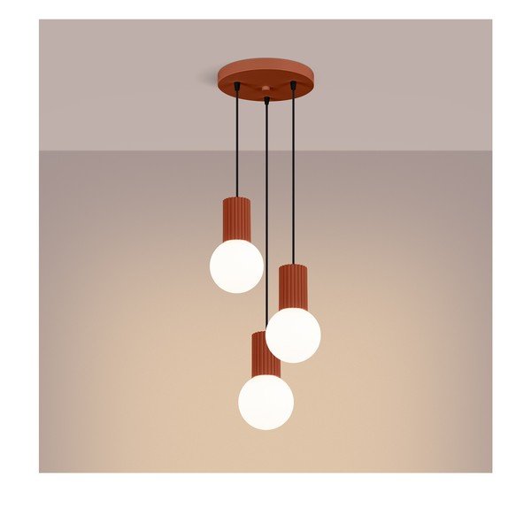 Lampadario color terracotta in metallo con paralume in vetro ø 25 cm Orbital – Sollux-image-4