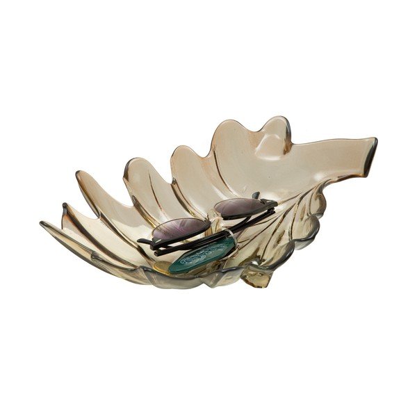 Ciotola in vetro riciclato grigio Foglia, 33 x 20 cm - Mauro Ferretti-image-2