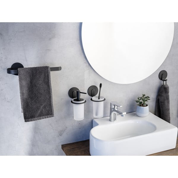 Porta asciugamani in metallo autoportante nero opaco Bivio - Wenko-image-2