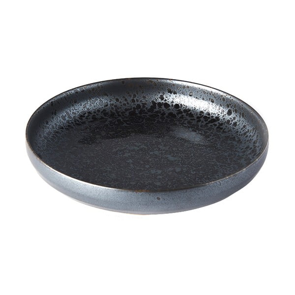 Piatto in ceramica nera e grigia con bordo rialzato Perla, ø 22 cm Black Pearl - MIJ