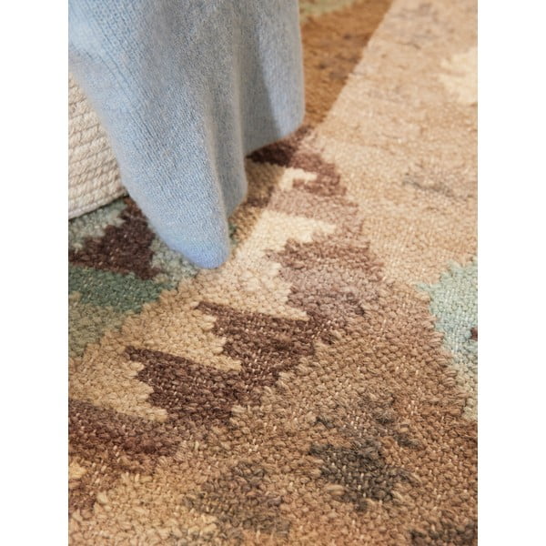 Tappeto azzurro/beige in lana reversibile/tessuto a mano 160x230 cm Kamal Dune – Nouristan-image-3