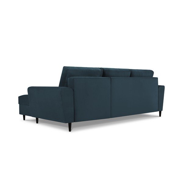Divano letto angolare in velluto a coste blu scuro, angolo destro Jazz - Kooko Home-image-4