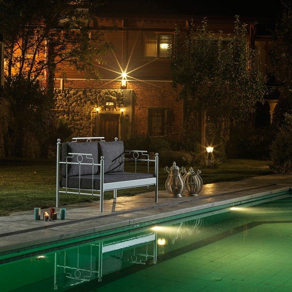 Set da giardino in bianco e grigio scuro per 4 persone Hatkus - Floriane Garden-image-1