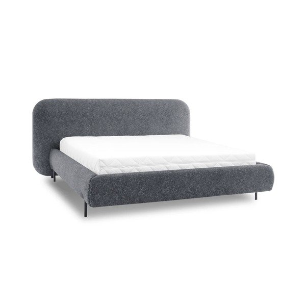 Letto matrimoniale imbottito blu con contenitore e rete inclusi 140x200 cm Pointt – ELTAP