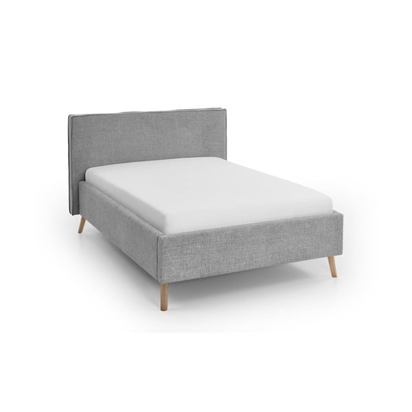 Letto matrimoniale imbottito grigio chiaro con contenitore con griglia 140x200 cm Riva - Meise Möbel