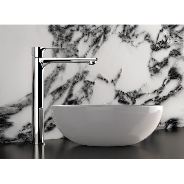 Rubinetto per lavandino in argento lucido verticale Pax – Sapho-image-1