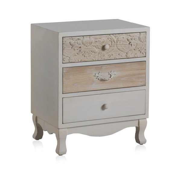 Comodino bianco con 3 cassetti Pattern - Geese