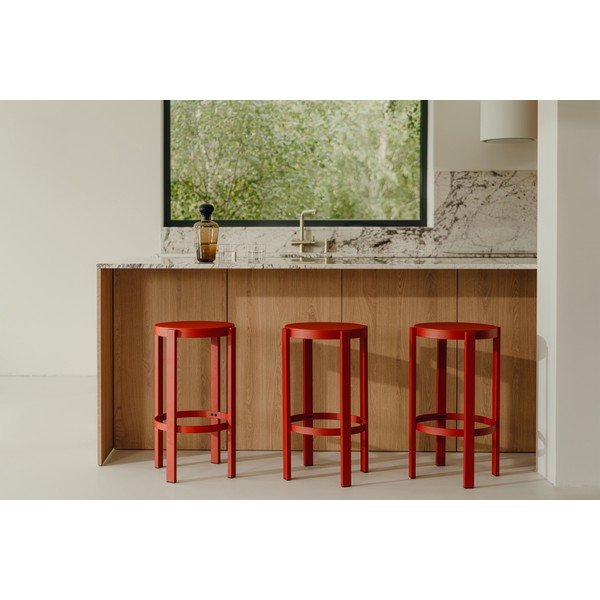 Sedia da bar rossa in acciaio (altezza della seduta 65 cm) Doon – noo.ma-image-2