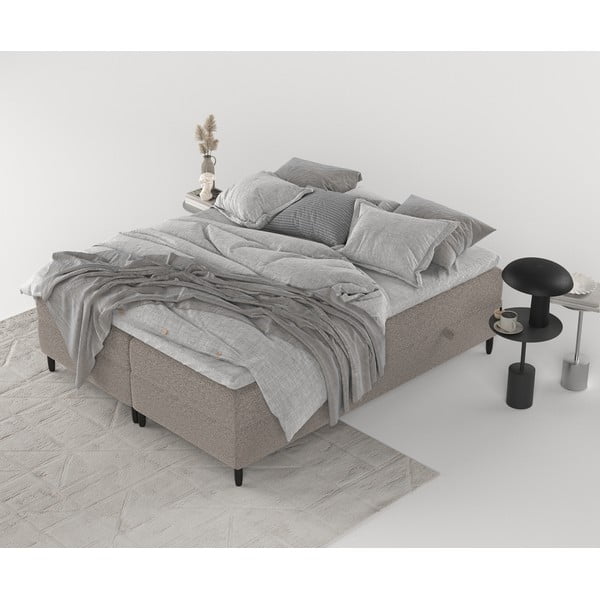 Letto boxspring marrone con contenitore 200x200 cm Malte - Maison de Rêve-image-2