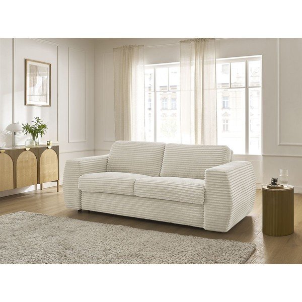 Divano beige per il riposo quotidiano/allungabile con rivestimento in velluto a coste 220 cm Hugo – Bobochic Paris-image-1