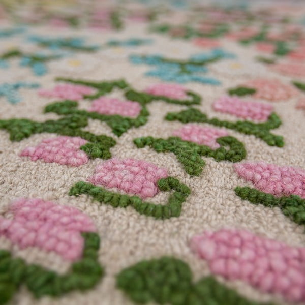 Tappeto color crema in lana tessuto a mano 160x230 cm Emilia Floral – Flair Rugs-image-2