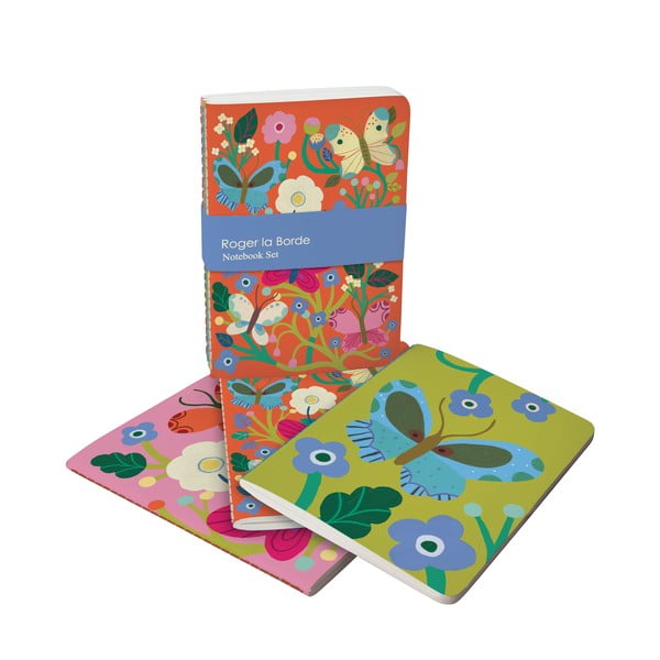 Set di 3 quaderni 64 pagine formato A6 Butterfly Garden - Roger la Borde