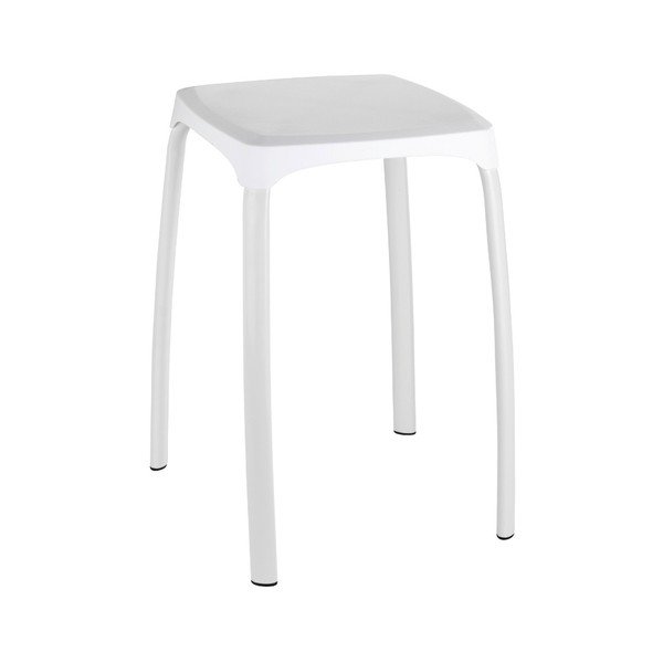 Sgabello bianco con gambe in acciaio inox Losani - Wenko