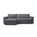Divano letto a coste grigio scuro ad angolo variabile Nihad - Bobochic Paris