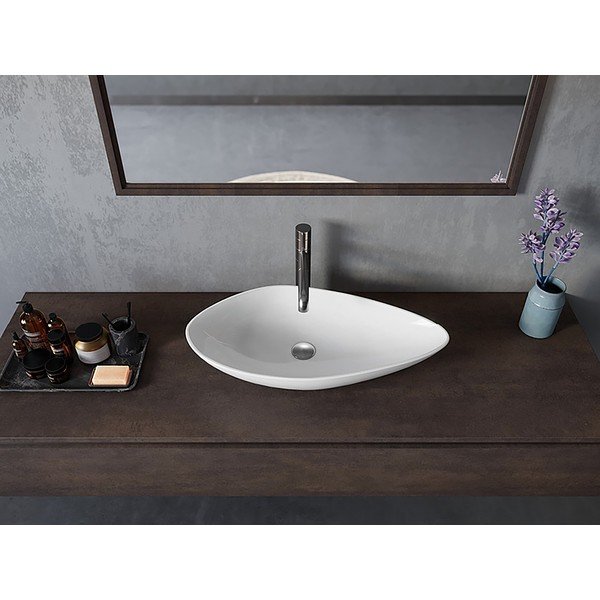 Lavabo bianco in ceramica 74x38,5 cm Ovali – Sapho-image-3