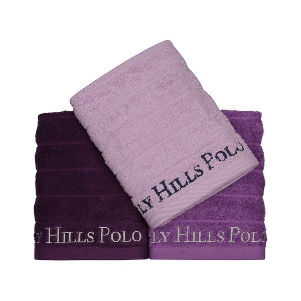 Set di 3 asciugamani in cotone viola, 90 x 50 cm - Unknown-image-2