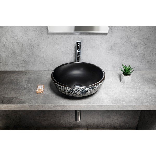 Lavabo rotondo nero in ceramica ø 41 cm Priori – Sapho-image-1