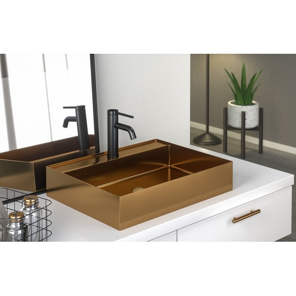Lavabo color rame in acciaio inox 55x42 cm Aurum – Sapho-image-1