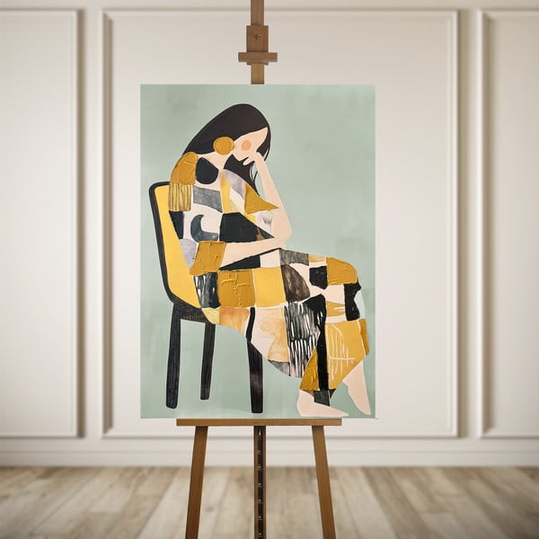 Quadro con elementi dipinti a mano 70x100 cm Penelope – Styler-image-3