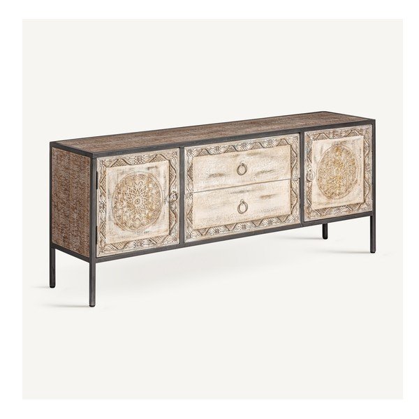 Tavolo TV in legno di abete in colore naturale 135x55 cm Jaipur - Burkina-image-2