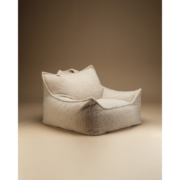 Pouf a sacco per bambini beige con rivestimento in pelliccia sintetica Club – Wigiwama-image-2