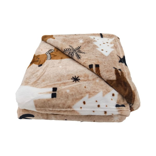 Coperta marrone in micropile a tema natalizio 150x200 cm Nordic Fairytale – My House