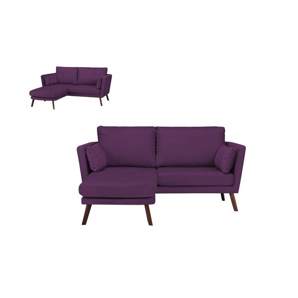 Divano a tre posti Elena, color porpora scuro, con lettino nell'angolo a sinistra - Mazzini Sofas-image-4