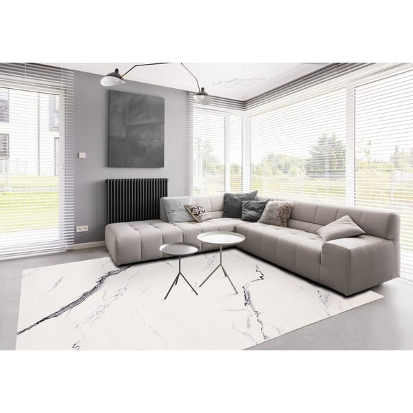 Tappeto in lana crema 133x180 cm Marble - Agnella-image-1