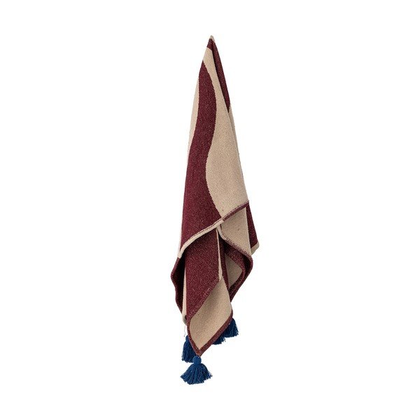 Coperta rossa/beige in cotone riciclato 130x160 cm Cimmi – Bloomingville-image-3