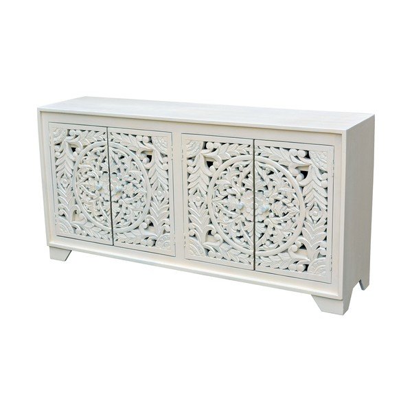 Cassettiera bassa color crema in legno di mango 85x40 cm Kalita - Støraa-image-1