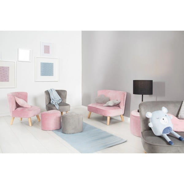 Divano per bambini in velluto rosa chiaro 70 cm Lil Sofa - Roba-image-3