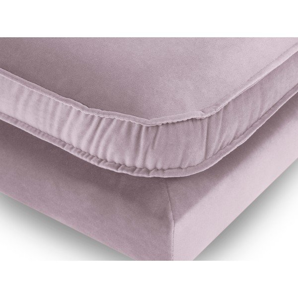 Poggiapiedi in velluto rosa chiaro con gambe nere Lento - Kooko Home-image-3