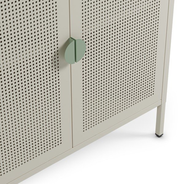 Armadietto color crema/di colore naturale in metallo 160x90x40 cm Sayla – Marckeric-image-3
