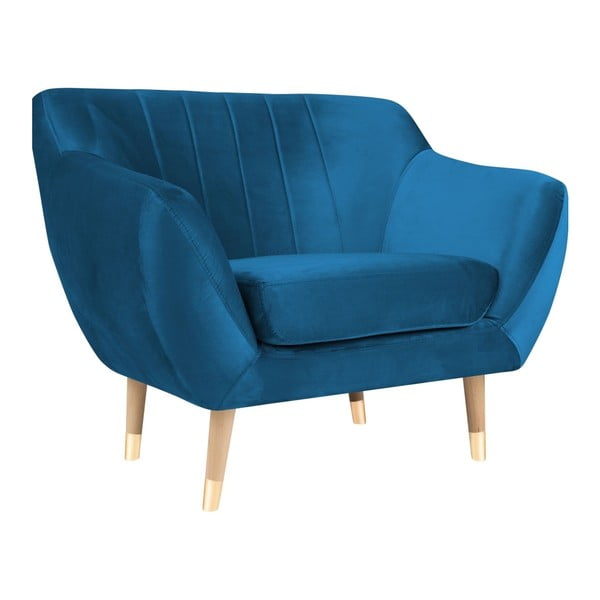 Poltrona in velluto blu Benito - Mazzini Sofas-image-2