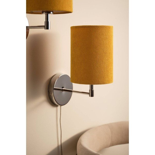 Lampada da parete gialla/color argento lucido in tessuto con alimentazione a corrente Seth – Jotex-image-2