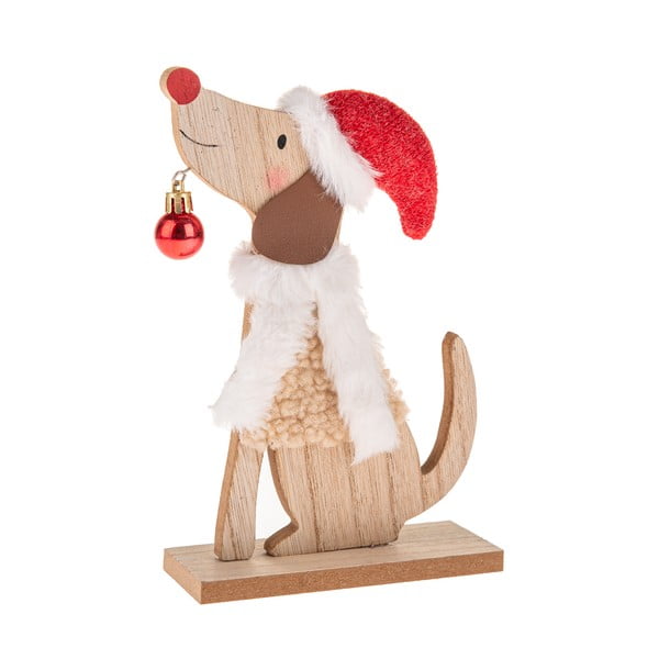 Statuetta natalizia in legno (altezza totale 21 cm) Dog – Dakls