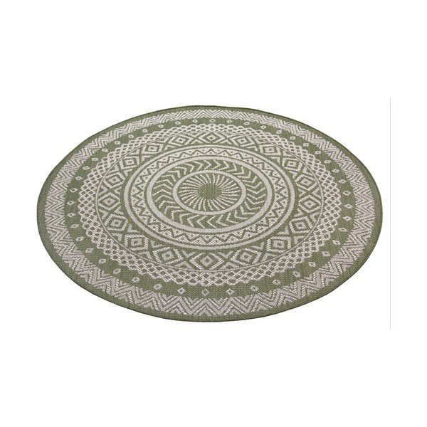 Tappeto per esterni verde e beige Rotondo, ø 120 cm - Ragami-image-2
