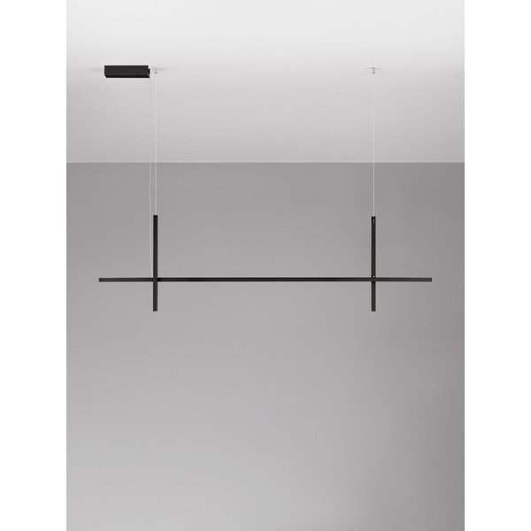 Lampadario LED nero opaco in alluminio con paralume in vetro acrilico Looma – Nova Luce-image-4