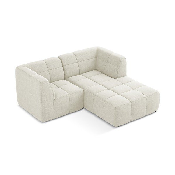 Divano angolare beige (con penisola a destra/con chaise lounge) con rivestimento in bouclé Aloha – Makamii-image-3