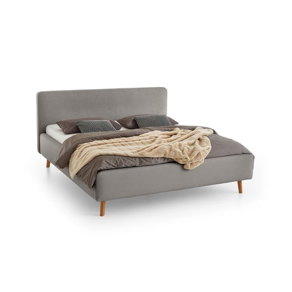 Letto matrimoniale imbottito grigio chiaro rete non inclusa 160x200 cm Mattis – Meise Möbel-image-2