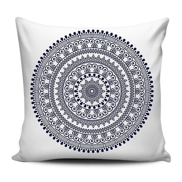 Modrobílý polštář Home de Bleu Mandala, 43 x 43 cm