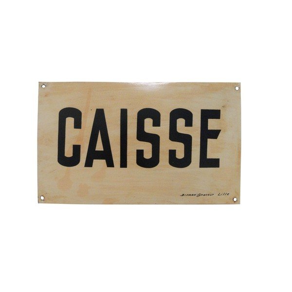 Insegna in metallo color crema Caisse - Antic Line